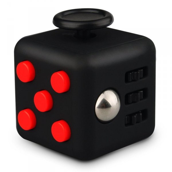 Fidget Cube antistresová kostka - antistresová hračka - Černo-červen