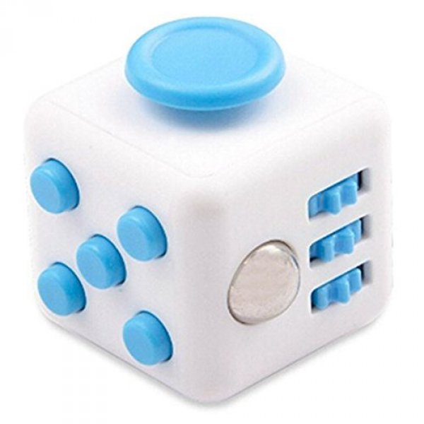 Fidget Cube antistresová kostka - antistresová hračka - Bílo-modrá