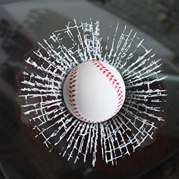 3D Samolepka - rozbité sklo - Baseballový míček