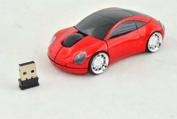 PC myš auto bezdrátová - červená