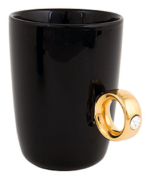 Porcelánový šálek - prsten - Černý hrnek