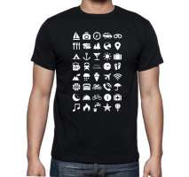 Cestovní tričko s ikonami - Černé - Velikost M